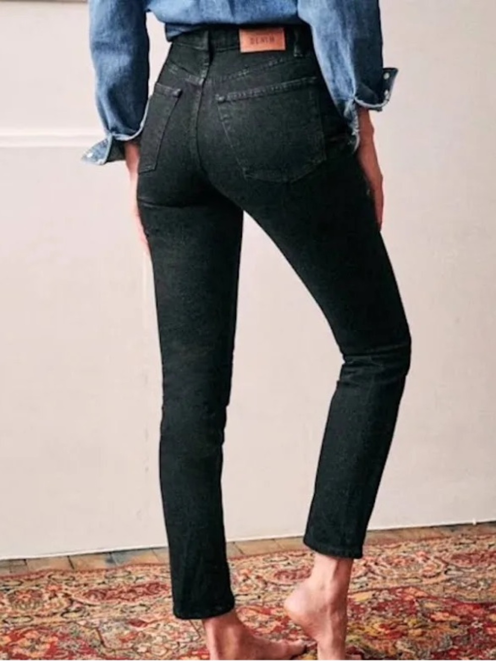 Sézane Brut Sexy High Rise Straight Tapered Button Fly Black Denim Jeans Size 26